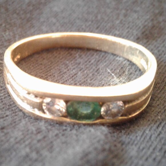 Cardow of St. Thomas Men's Emerald & Diamond Gold Ring, size 10.5 - Picture 1 of 4